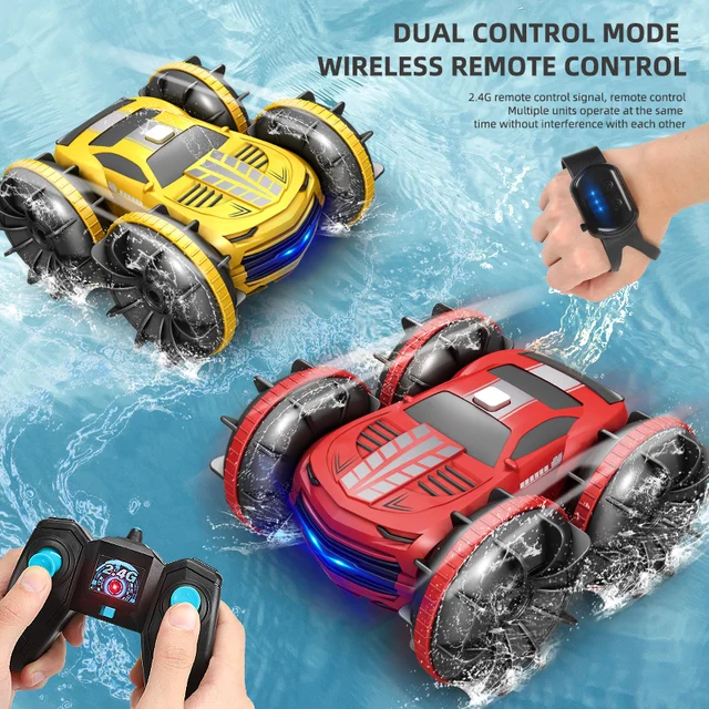 2in1 RC Car 2.4GHz Remote Control Boat Waterproof Radio Controlled Stunt Car 4WD Vehicle All Terrain Beach Pool Toys for Boys 3