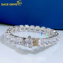 

SACE GEMS100% 925 Sterling Silver Square High Carbon Diamond Pagoda Bracelet for Women Sparkling Wedding Party Fine Jewelry Gift