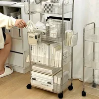 3 Layers Transparent Storage Rack Trolley Acrylic Rolling Cart with Hanging Basket Bathroom Acrylic Makeup Bookshelf organizer 1