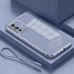 Luxury Square Plating ShockProof Silicone Back Cover s for Vivo V23 (Gs6D grey)