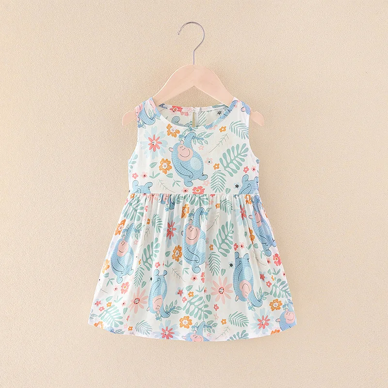 thumbnail image 1 of Summer Girl Dress Sleeveless Kids SundressPrinted Skirt Fashion Girls Clothing Beach Party Children's Clothing Princess Dresses, 1 of 6