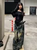 Y2K High Street Ripped Tassel Washed Baggy Jeans Woman Retro Street Hip-hop Loose Old Fashion Casual High Waist Wide Leg Jeans 6