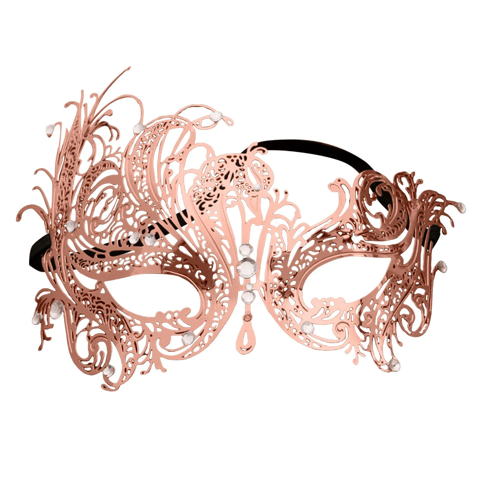 Black Gold Skull Metal Mask Halloween Rhinestone Half Face Venetian Masquerade Men White Women Skull Party Mask Party Applies