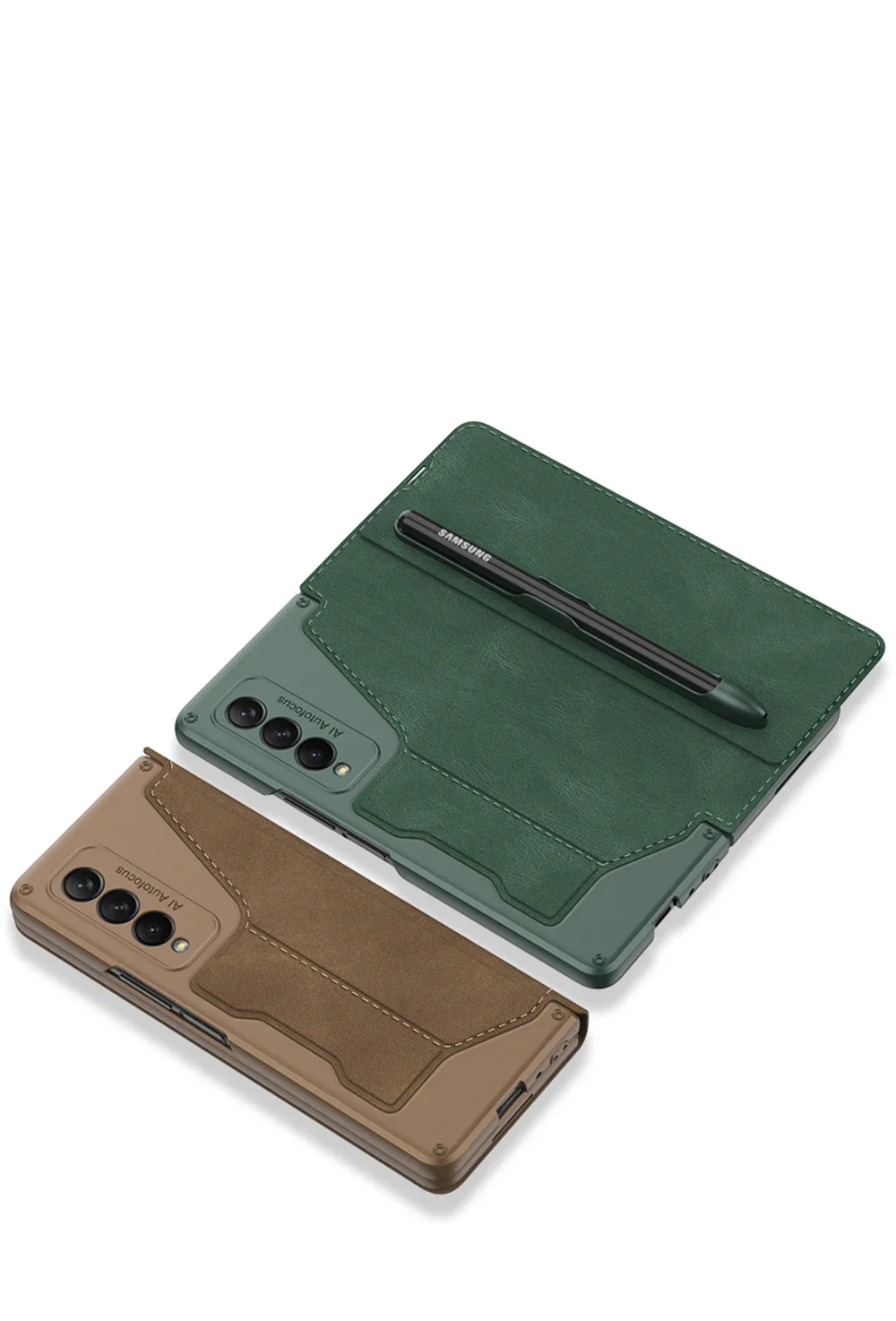 Original Case For Samsung Galaxy Z Fold 4 3 Frosted Leather Card Package Pen Hol