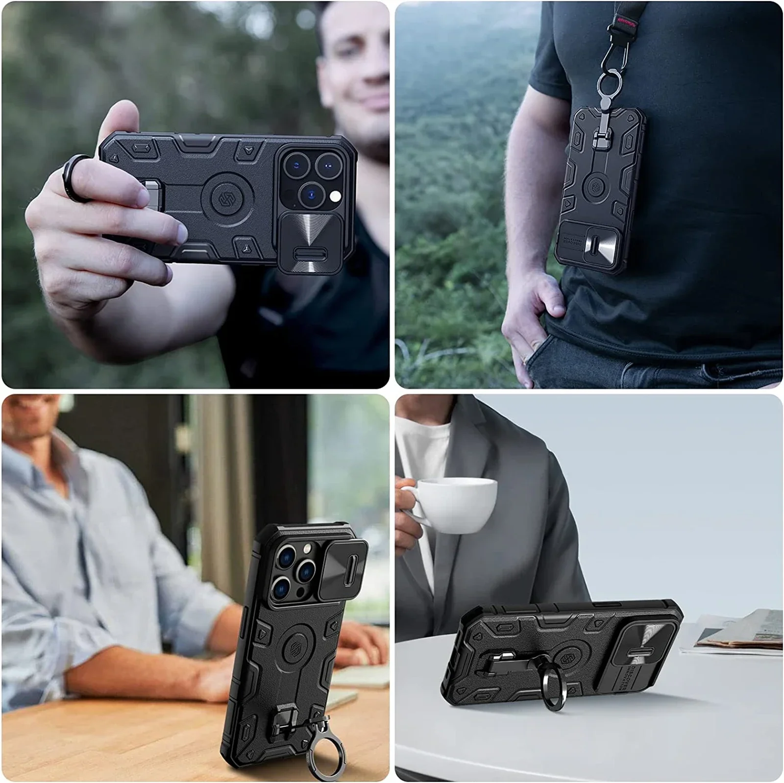 Nillkin for IPhone 15 14 13 12 Pro Max Protective Phone Case Armor  with MagSafe Grade Drop Proof Hard Stand Slide Camera Cover