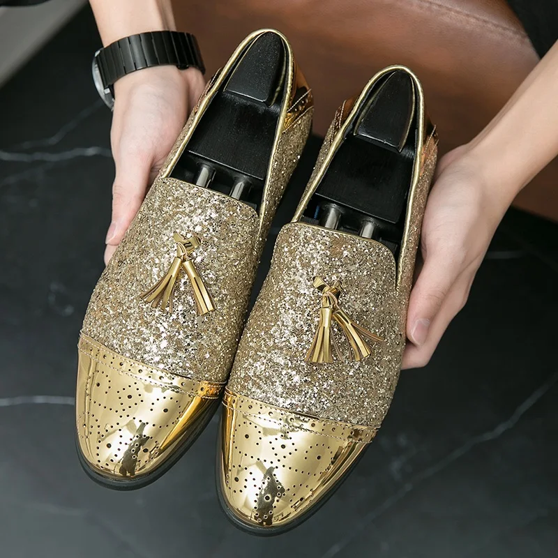 green emerald velvet dress Amazon.com | HI&HANN Men Gold Spikes Leather Shoes Men Dress Loafers Prom  Smoking Slippers-6-Gold main image 1