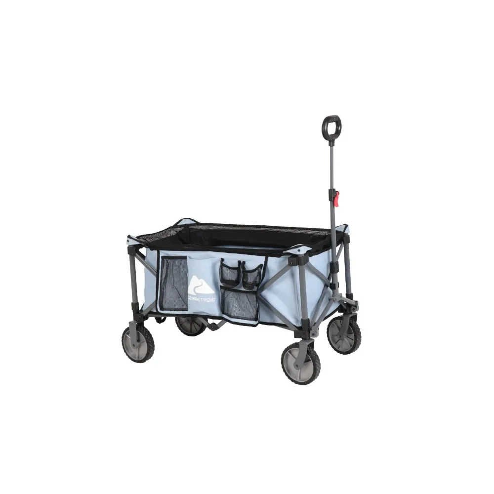 New Adult Height Adjustable Quad Fold Camping Cart Wagon, Blue