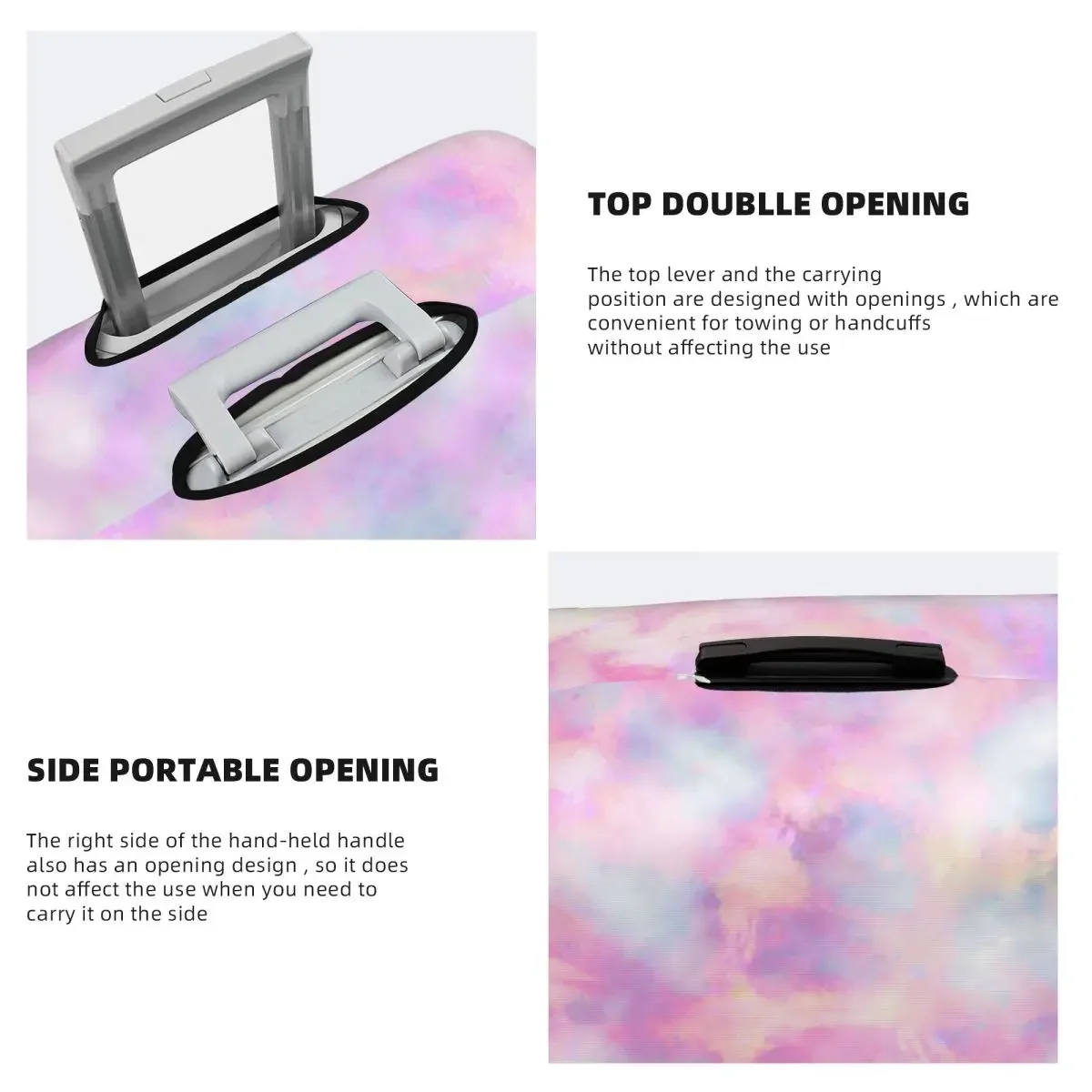Pink Tie Dye Suitcase Cover Colorful Art Print Travel Vacation Fun Luggage Supplies Protection 4