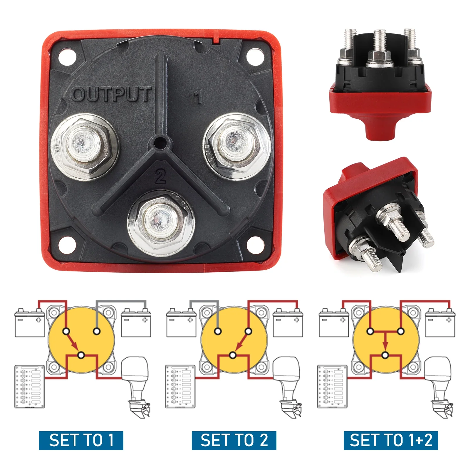 3/4-Positionen-Doppelkreis-Batterie-Trennschalter 300A DC 32V Isolator-Drehschalter für Wohnmobil, Auto, RV, LKW, Boot – Detail 5