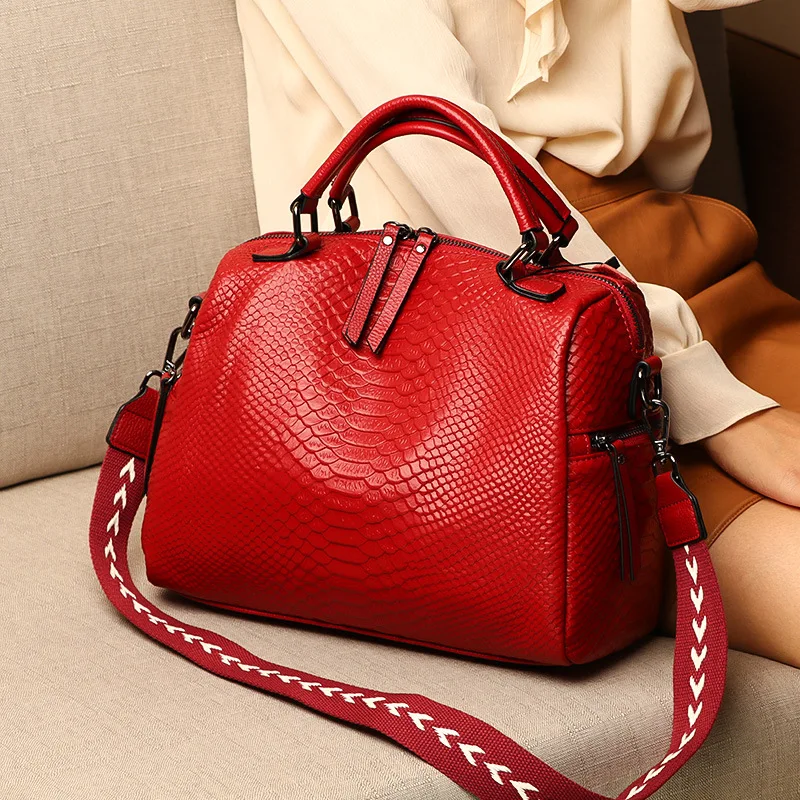

Luxury Snake Genuine Real Leather Women Handbags Retro Ladies Shoulder Bags Female Large Capacity Tote Designer Crossbody Bags