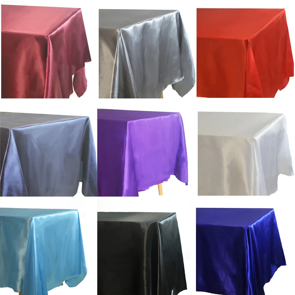 Rectangle Satin Tablecloth Overlays for Wedding Party Decor Home Dining Table Cover Christmas Halloween Birthday