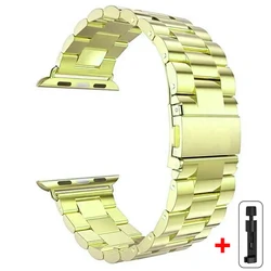 Premium Stainless Steel Metal Watch Band for IWatch 3 2 1 42mm (Gold and tool)