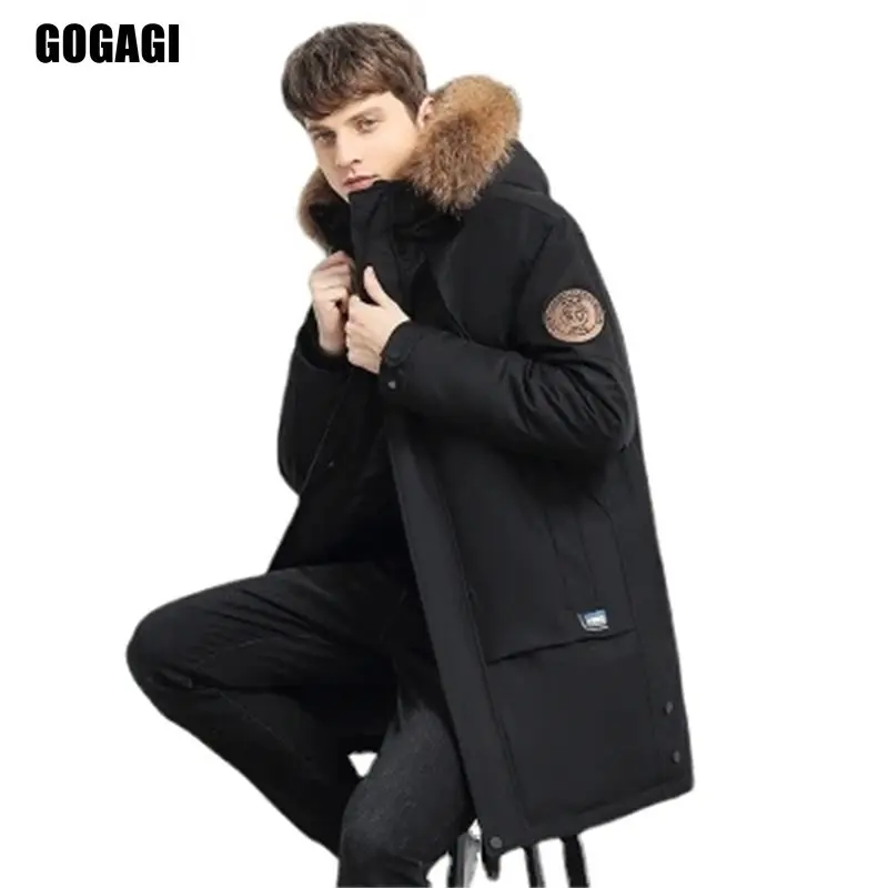 

Men Duck Down Jacket Winter Long Thick Warm Fur Collar Coats Casual Mens Outdoor Windproof Parkas Casaco De Inverno Masculino