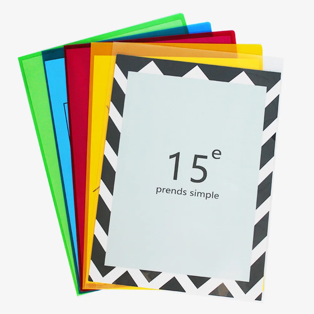 20Pcs A4 투명 플라스틱 파일 폴더 문서 정리를 위한 L 모양 디자인 홈 오피스 학교 사용 투명 확장 지갑