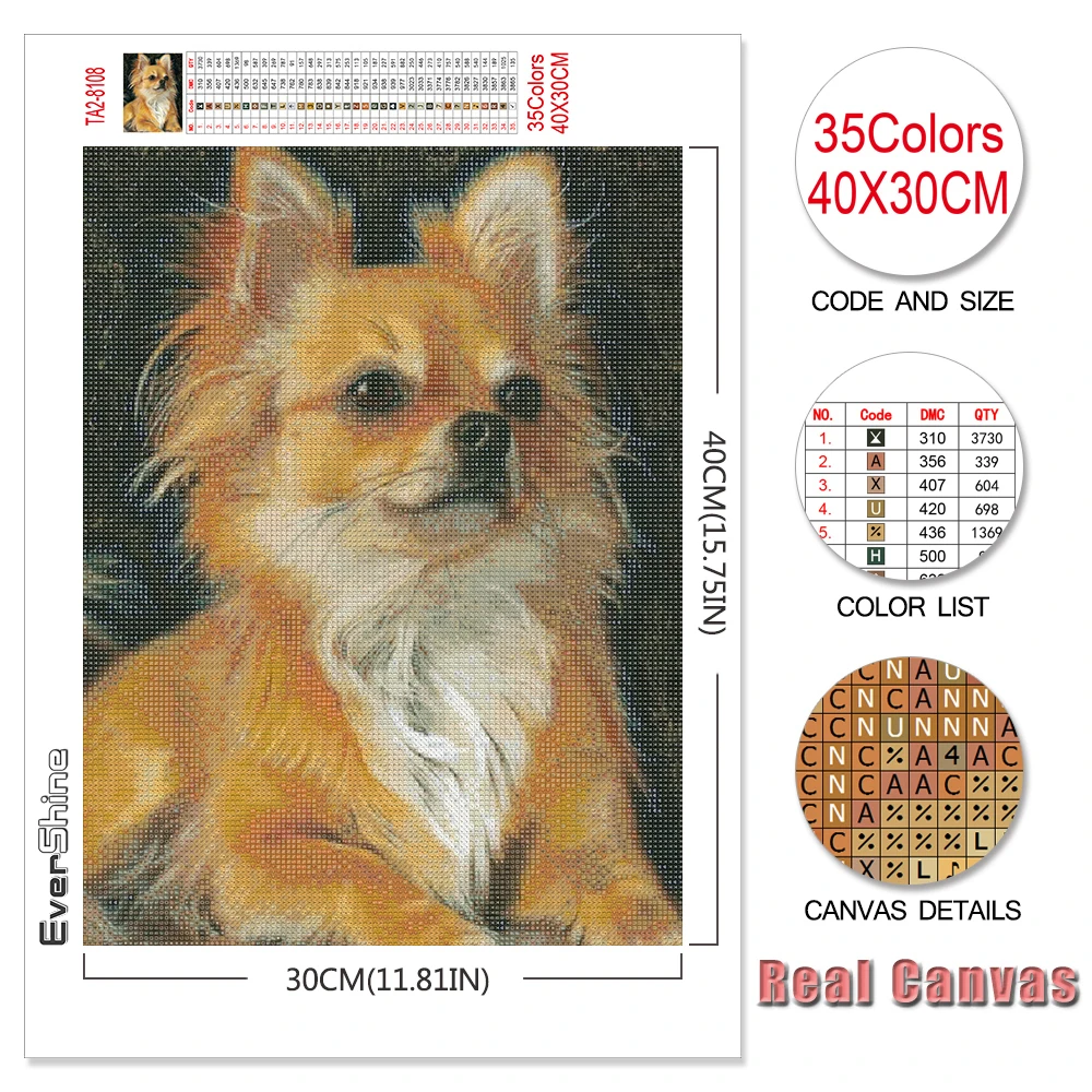 EverShine Diamond Painting Dog Full Square Drill 5D DIY Diamond Embroidery Animals Mosaic Sale Rhinestone Art Home Decor