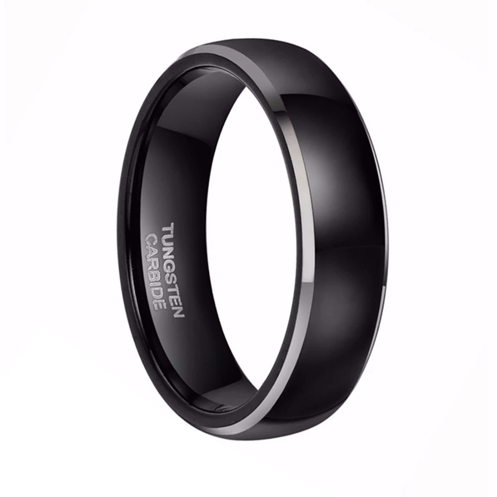Tigrade Mens Ring Black 6/8mm Polished Tungsten Carbide Wedding Engagement Band Ring for Men Trendy bague homme Couple Ring 4