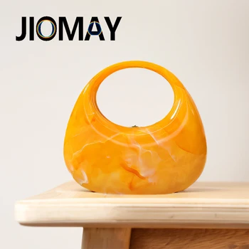 JIOMAY 여성용 앰버 아크릴 거위 계란 지갑, 럭셔리 디자이너 핸드백, 새로운 디자인 패션 파티 클러치 백, 이브닝 클러치 백