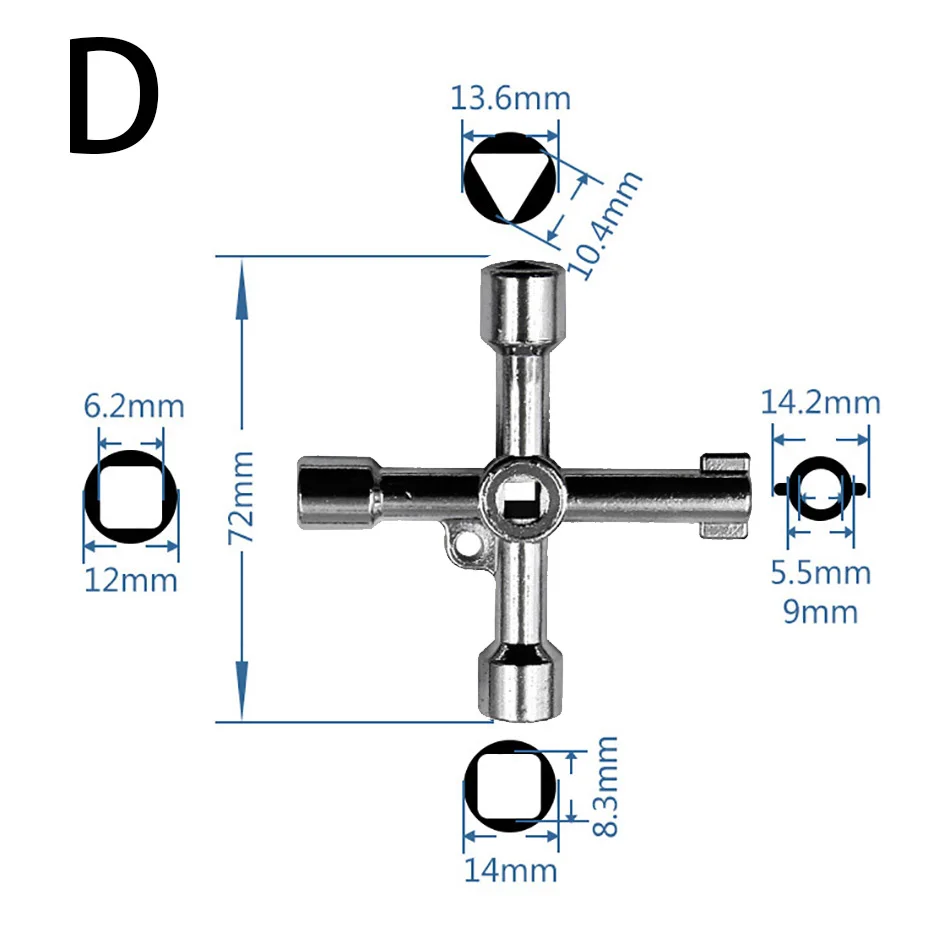 Multifunction Cross Switch Square Key Wrench Alloy Universal Triangle For Elevator Electrical Cupboard Box Train Cabinet 3