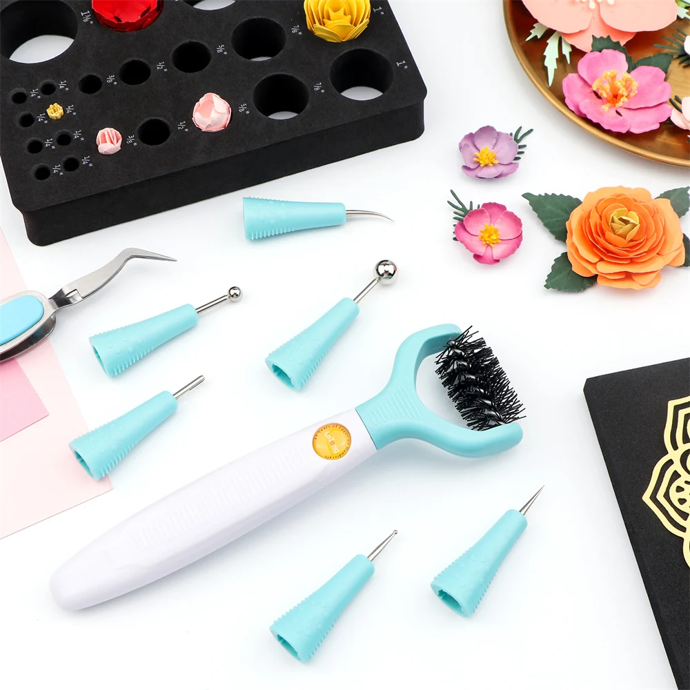 Paper Blossom Tools All-In-One Paper Sculpting Tool Kit Die Brush Flower Mold Tray Create Dimensional Flower Cleaning
