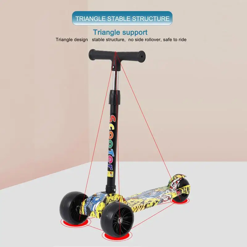 Children's Kick Scooter 3 Wheels Folding Foot Scooters LED Shine Balance Bike Adjustable Height Skateboard Kick Scooter For Kids