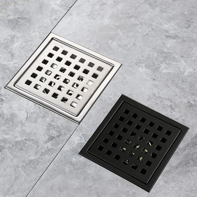 

110*110mm 150*150mm Good Quality SUS304 Stainless steel Bathroom Floor drain Square Shower Room Drainer,Black/Brushed Nickel