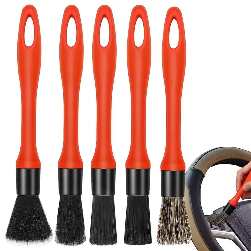 

Car Detailing Brush Set 5 Pieces Detail Brush Kit No Scratch Car Detailing Kit Car Detailing Brush Set For Tires Leather
