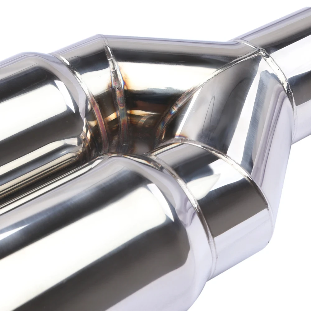Exhaust Tailpipe Muffler 63mm Inlet 76mm Outlet Double Cylinder Stainless Steel For Car Exhaust System Replacement