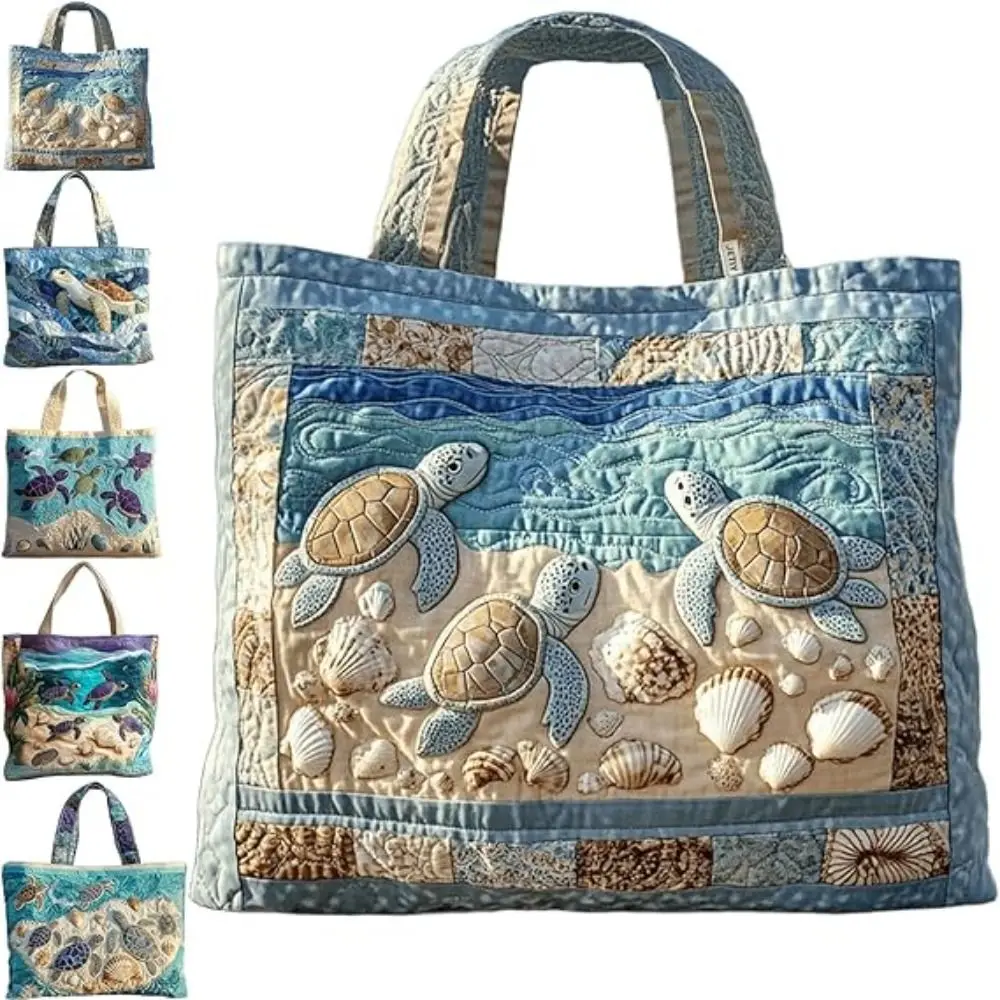Sac à bandoulière souple matelassé grande capacité, imprimé de haute qualité, motif tortue marine 3D._voghion.com