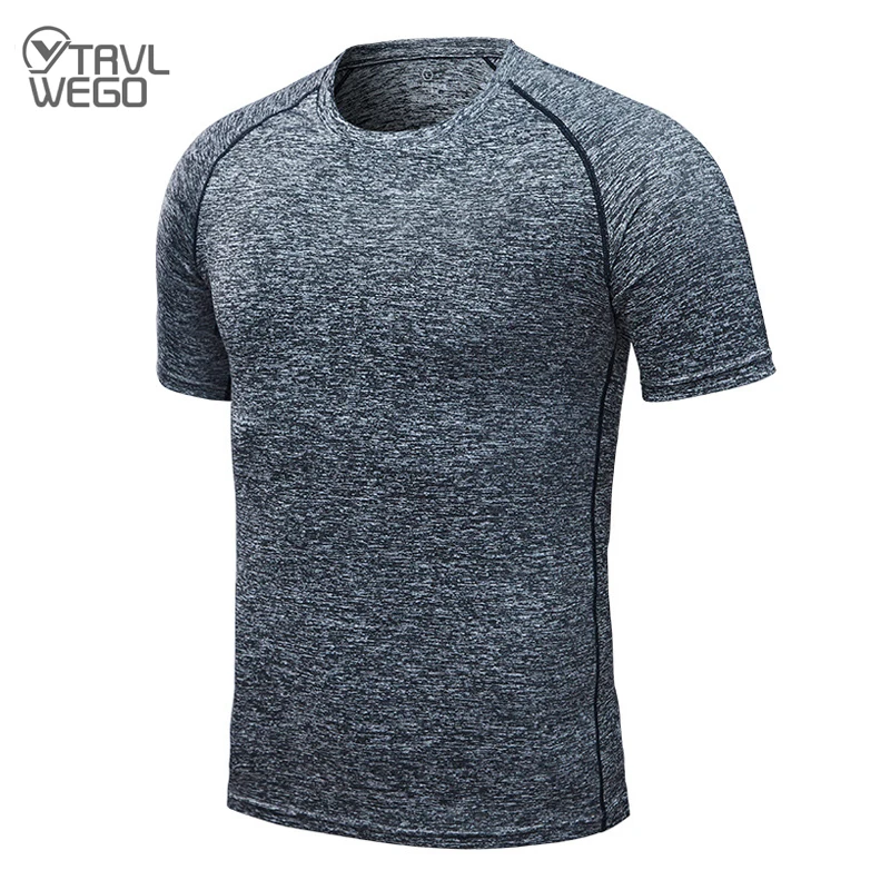 Maglietta da corsa TRVLWEGO Outdoor Quick Dry traspirante allenamento professionale Fitness manica corta Bodybuilding Gym Jogging Tee