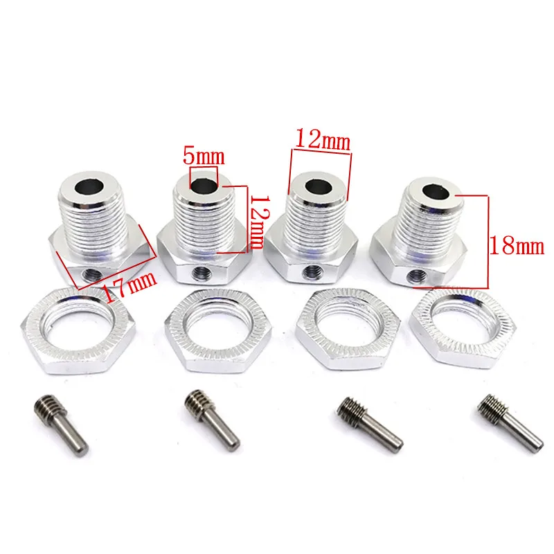 Alomejor 4 Pezzi Estensione Ruota RC 17mm Adattatore Esagonale 23mm per Modelli Auto Camion Scala 1/8 Accessori Nero Cacciavite Esagonale
