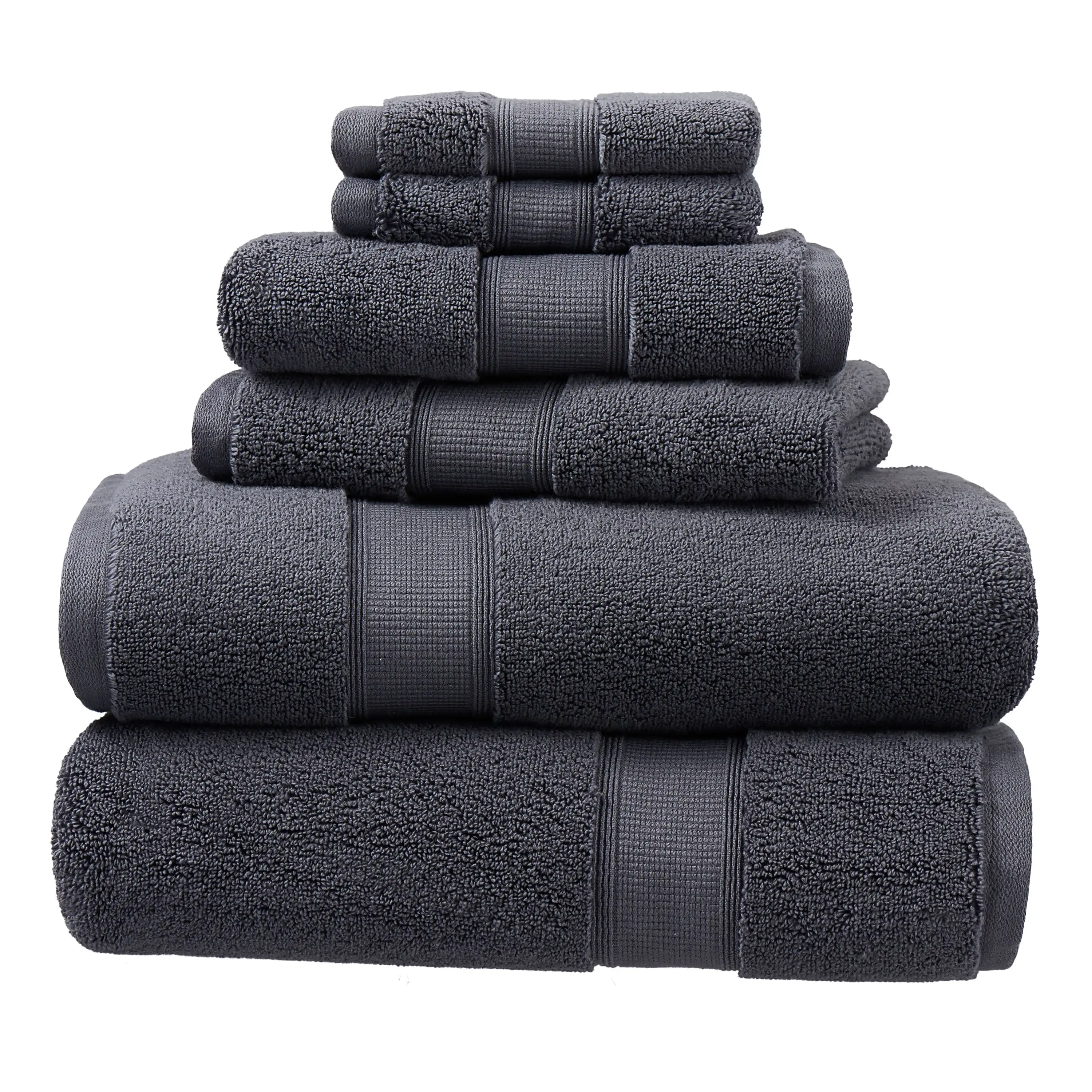 

Hotel Style 6-Piece Egyptian Cotton Bath Towel Set, Charcoal Sky