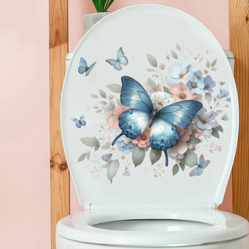 Funny Butterfly Toilet Stickers Waterproof Adhesive Decorative Vinyl Decals for Toilet Lid Wc Refrigerator Home Decoration