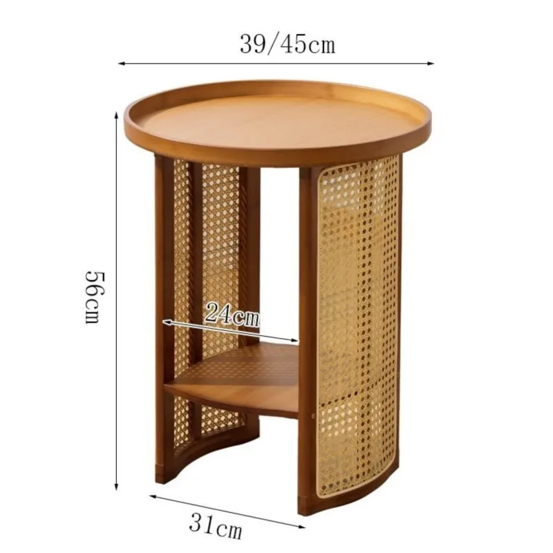 H2O Vine Woven Tea Table Living Room Household Sofa Side Table Simple Bedroom Side Small-sized Tea Circular Storage