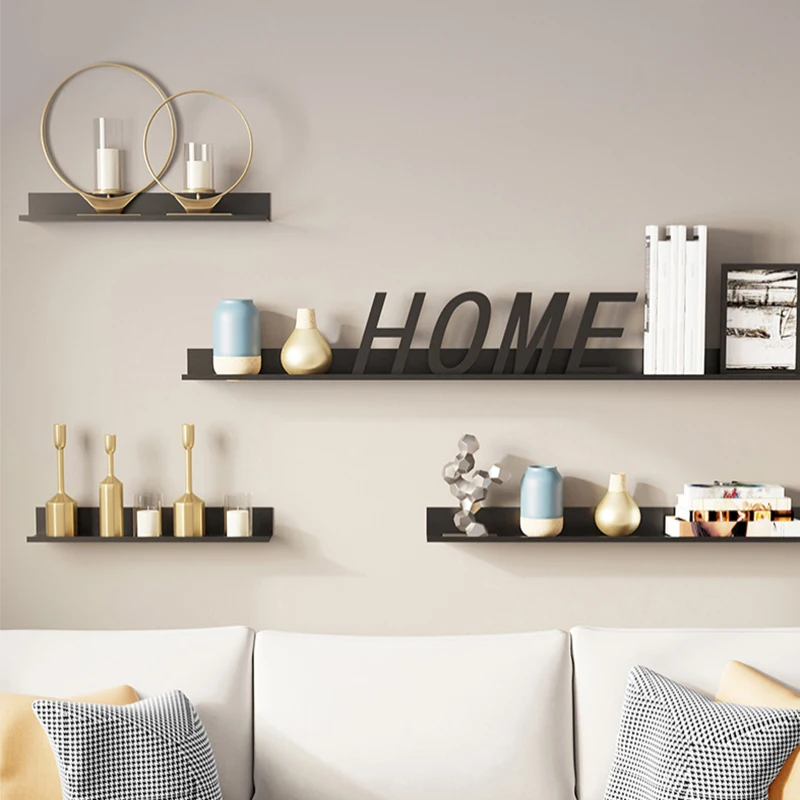 Aluminum Alloy Living Room Floating Shelves No Drilling Bedroom Decoration Wall Shelves Bathroom Shelf Books Plants Ledge 6