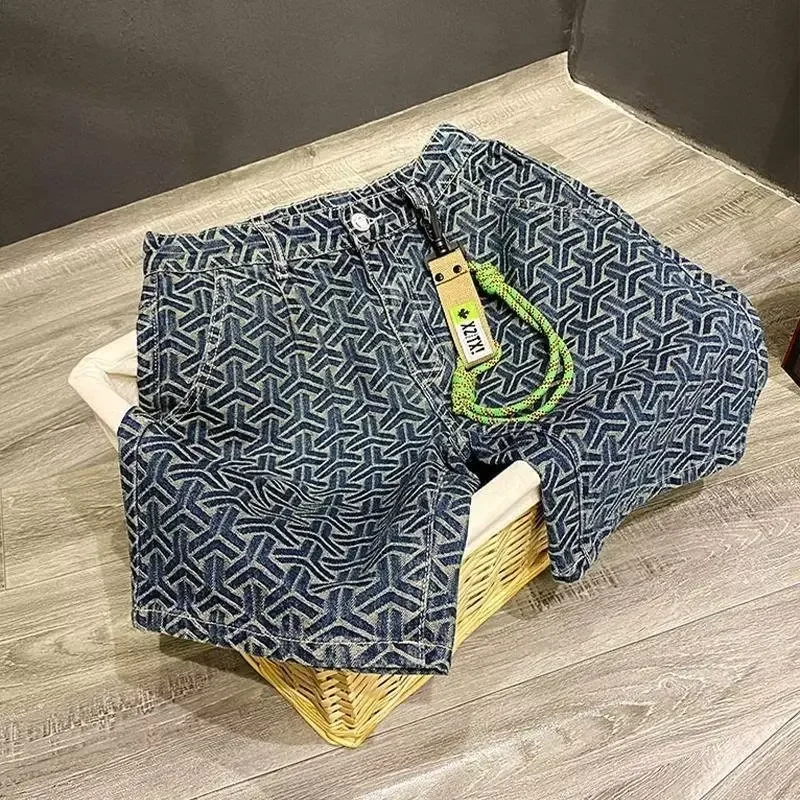 Loose-fit Summer Men's Shorts Japanese Vintage Casual Denim Workwear Five-minute Shorts Design Sensibility For Leisure