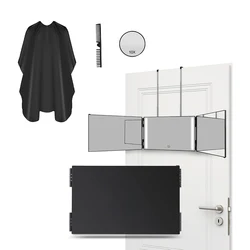 Enhanced Product Title:  
Portable 360° Trifold Vanity Makeup Mirror with Adjustable Height and Telescoping Hook (Bk - LED - Comb - Cape - 10X)