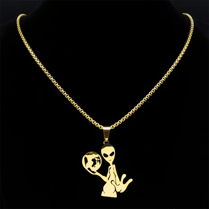 JewelryWe Samtseil-Kette Mit Alien Roboter Anhänger – Verstellbar 80 Cm, Strass-Details, Für Damen & Herren
