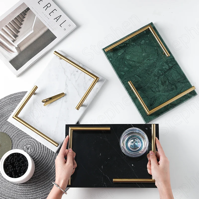 Natural Marble Trays Decorative Nordic Modern Rectangle Coffee Table