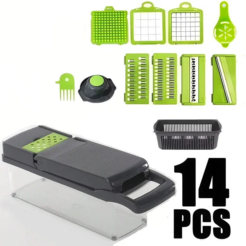 Pro-Series 16-in-1 Vegetable Chopper, Dewpeton Mandoline Slicer, Veggie Chopper, Food Chopper with Container, Vegetable Cutter