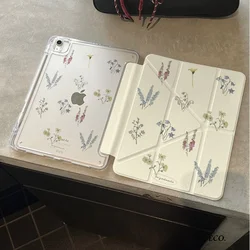 Ins Fresh Flower Tablet Case with Pen Slot and Multi - Fold Design - Galaxy Tab S7 (PKZ270)