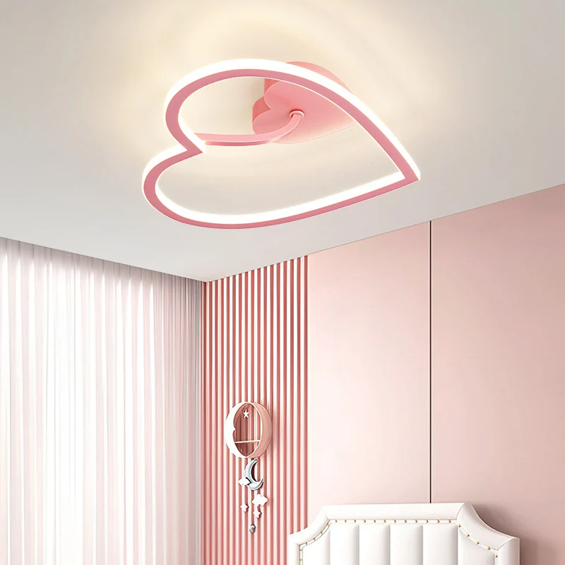 

Nordic Minimalism Led Heart Ceiling Lights Pink Semi Pendant Chandelier Bedroom Girl Princess Room Decor Ceiling Lamps Fixtures