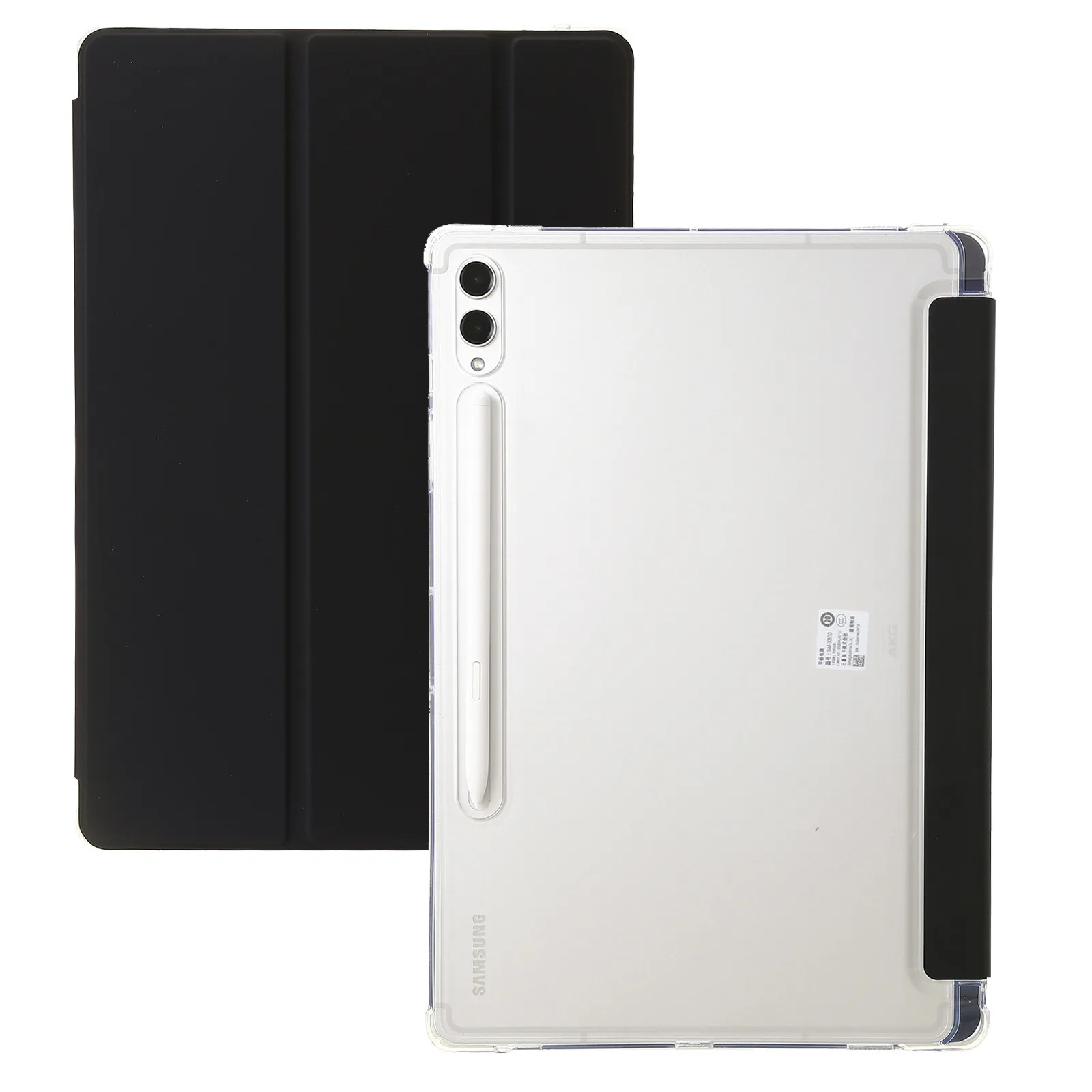 Trifold PU Leather Stand Cover with Transparent Back Shell