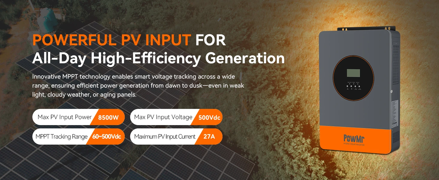 Solar Inverters 6.2KW 11KW 48Vdc Built 120A 150A MPPT Solar Charge Controller 22