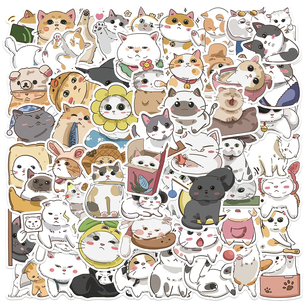 

10/30/62pcs Kawaii Cat Stickers Toys Cute Cartoon Animal Decals DIY Phone Suitcase Notebook Guitar Car Funny Kids Sticker Gift