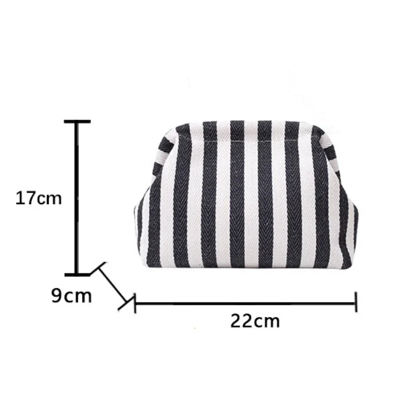 Large Capacity Striped Beach Cloud Bag for Women Summer Woven Crochet Shell Bag Portable Women's Handbag Purse Evening Bag