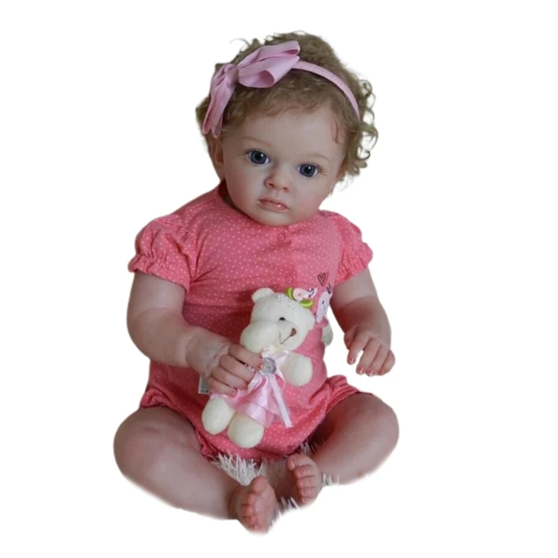 

23in Girl for DOLL Handmade Soft Vinyl Infant Toy for w/ Ha