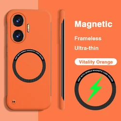 Ultra Thin Frameless Magnetic Anti - Drop Protective PC Case with Enhanced Back Cover for POCO F7 Pro (Orange)