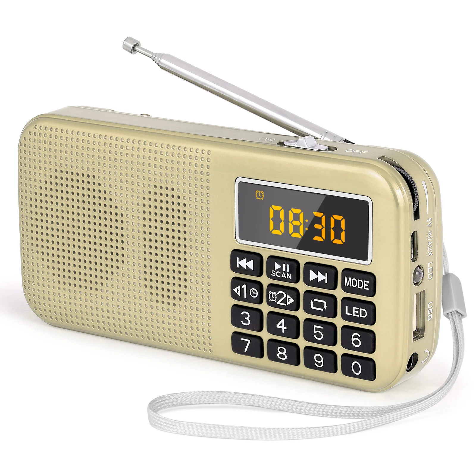 PRUNUS J-725 Radio FM Portable Radios Digital Radio Rechargeable Radio USB/SD/TF/AUX Player Flashlight Alarm Clock LED Display images - 6