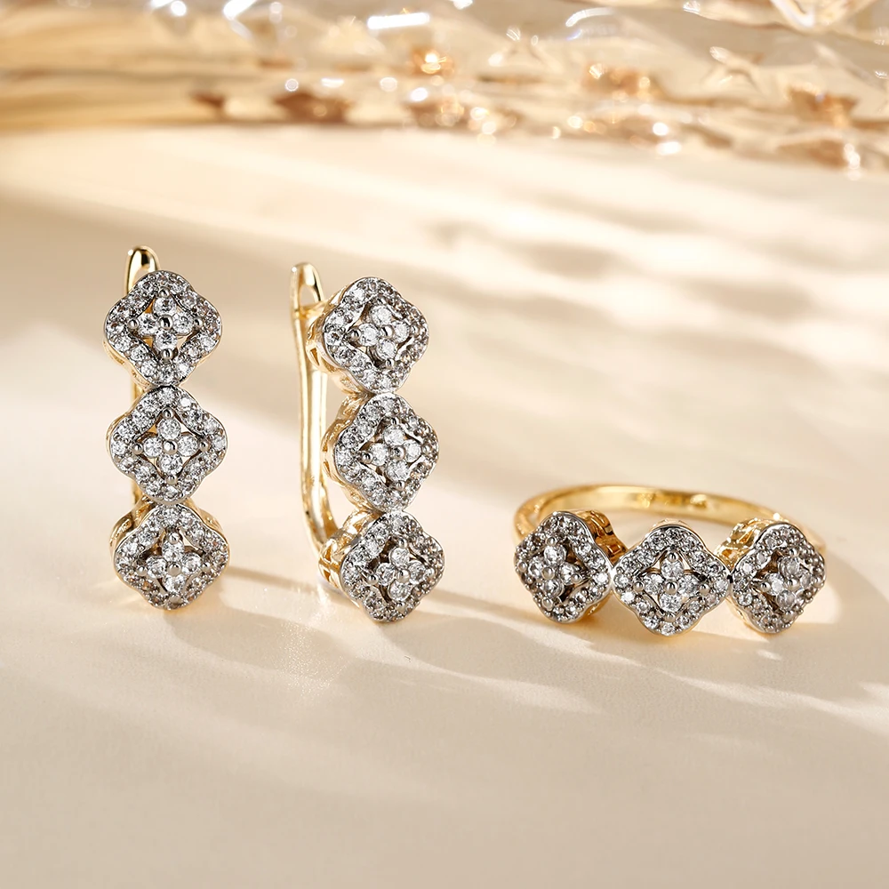 Boucles d'oreilles Elégant avec Branches Rondes et Zirconias