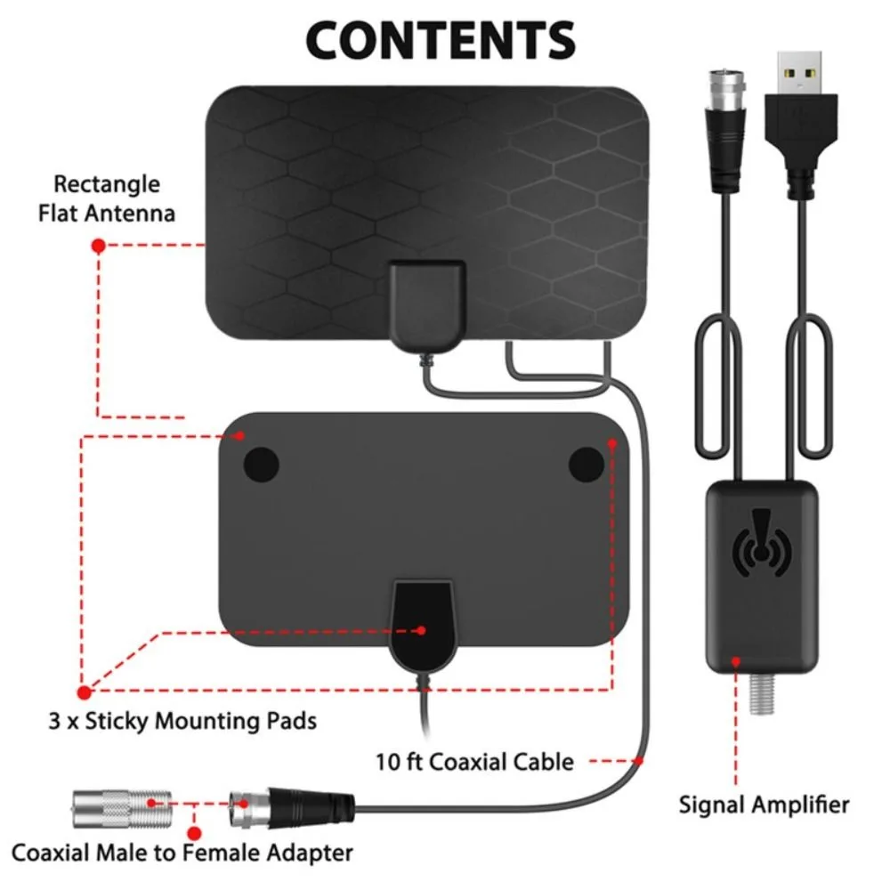 Indoor Digital DVB-T2 TV Antenna 3000 Miles Range 4K 8k HDTV 1080p Receiver Amplifier Booster For tv box Car antenna - 3